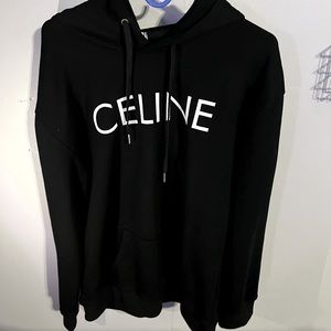 Large black and white Celine hoodie.